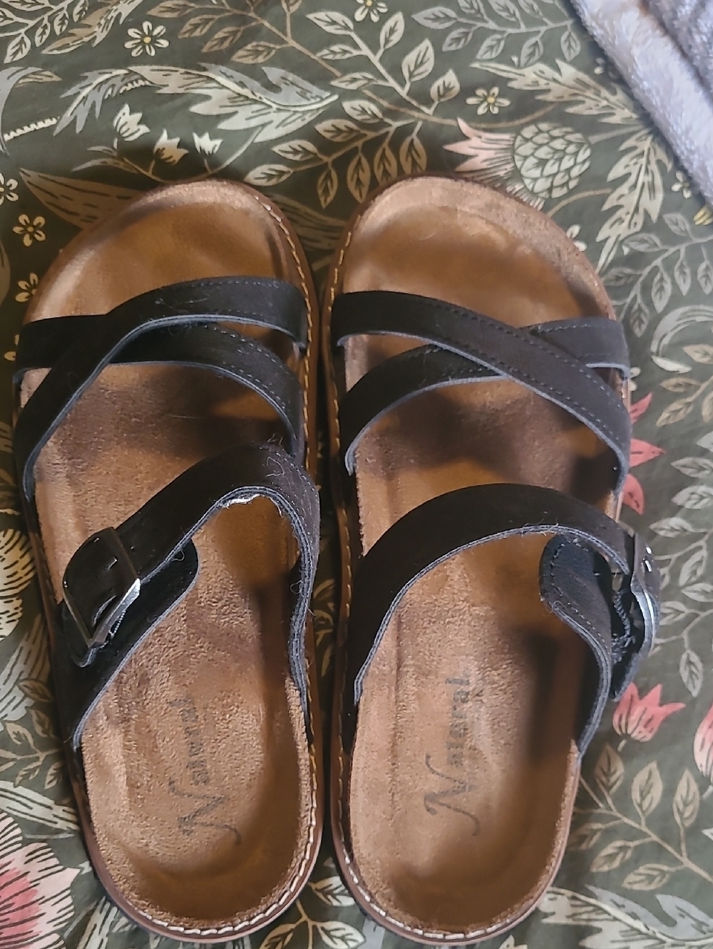 Natural Reflections Black Strappy Women's Sandals